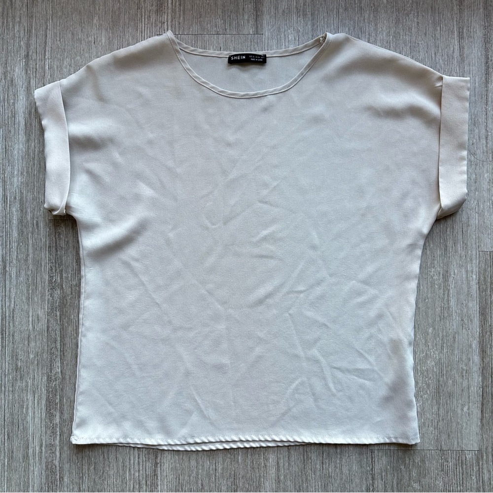 Cream Cap Sleeve Crew Neck Boxy T-Shirt